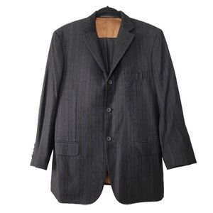 Gianluca ISAIA Napoli Wool 2 Piece‎ Suit Sz 42R Pant 34x29 Gray Brown Pinstripe